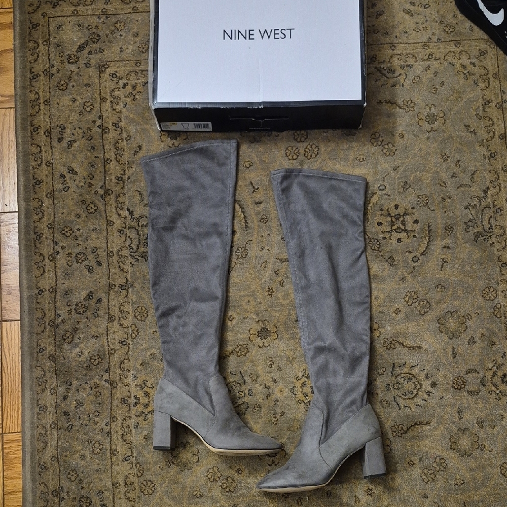 Nine West Suede Gray Over-the-Knee Boots